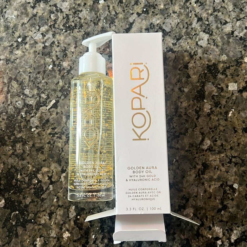 KOPARI Golden Aura Body Oil w/ 24K Gold-NEW in Box-FULL SIZE 3.3 FL OZ